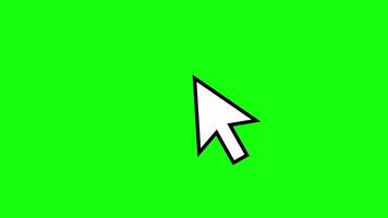 animado símbolo do seta cursor. rato clique com uma faísca efeito em uma verde tela fundo video