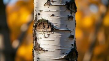 Birch Tree Autumn - Detailed Birch Bark in Fall Generated by AI photo