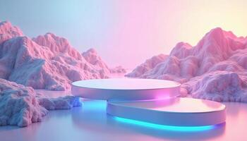 products podium with nature background photo