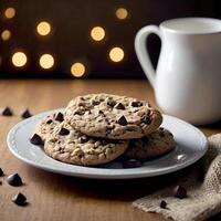 Fresh Delicious Chocolate chip cookies for National Cookie Day photo