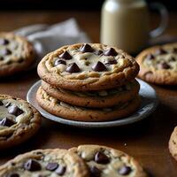 Fresh Delicious Chocolate chip cookies for National Cookie Day photo