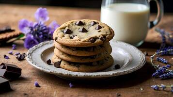Fresh Delicious Chocolate chip cookies for National Cookie Day photo