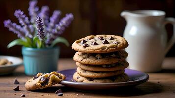 Fresh Delicious Chocolate chip cookies for National Cookie Day photo