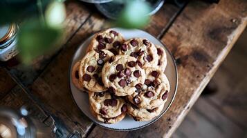Fresh Delicious Chocolate chip cookies for National Cookie Day photo
