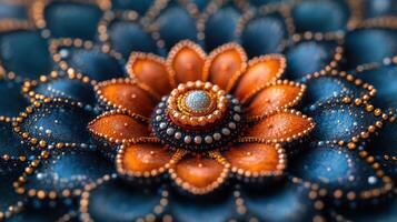 Close-up intricate mandala, inspired by traditional Indian art. photo