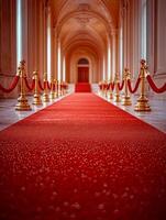 Majestic Corridor with Vibrant Red Pathway photo