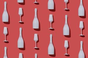 Festive party background with champagne bottles and flutes photo