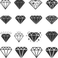 Set of diamonds line in a flat icons style. Abstract black diamond collection icons. Vectors icon logo design diamonds.