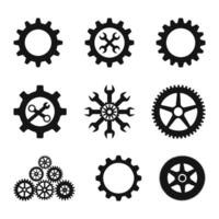 Gear icon set. Gear Settings symbol, cogwheel. Functions symbol. Settings icon Silhouette Illustration vector