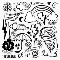 Doodle sketch style of weather icons cartoon hand drawn illustration for concept design. vector