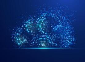 concept of cloud computing or digital transformation, graphic of dotted cloud shape with futuristic element vector