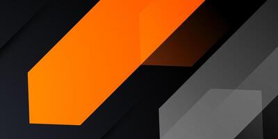 Futuristic design dark black background with orange dynamic arrow geometric 3D background overlap pattern layer on dark background. vector