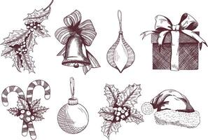 A set of sketches New Year items vector