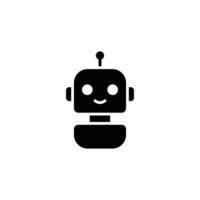 Robot icon. Simple solid style. Cute smiling bot, chatbot, ai, chat, voice, assistant, service, virtual, technology concept. Black silhouette, glyph symbol. Isolated. vector