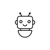 chatbot smile robot face icon. thin line illustration for ai customer service and virtual assistant technology vector