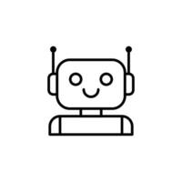 Cute smiling bot icon. Robot symbol. Simple outline style vector