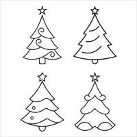 Collection of christmas tree line art illustration Beautifully on white background vector