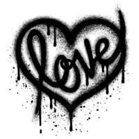 Sprayed love font graffiti with over spray in black over white for printing, backgrounds, posters, stickers. vector
