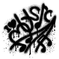 Music text graffiti sprayed in black on white with music symbols vector
