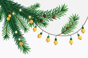 Christmas tree with yellow balls and cones vector