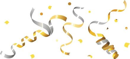 A golden and silver streamers on a white background vector
