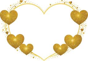 Gold heart frame with hearts on a white background vector