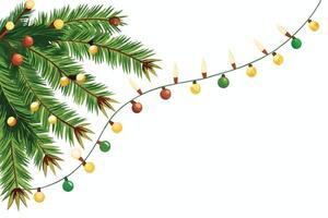 Christmas tree with garland and lights vector