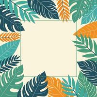 tropical leaves frame on white background flat design vector