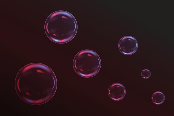 colored soap bubbles on a dark background illustration