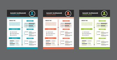 Modern resume template with a vertical line and horizontal line vector