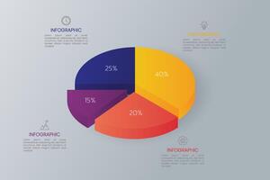 3D pie chart infographic template design. 4 option vector