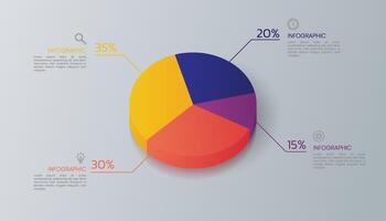 3D pie chart infographic template design vector