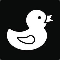 A white duck icon on a black background vector