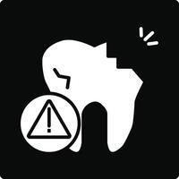 A tooth with a warning sign and a broken tooth vector