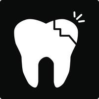 A tooth with a broken tooth icon on a black background vector