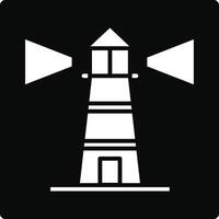 A black and white lighthouse icon on a white background vector