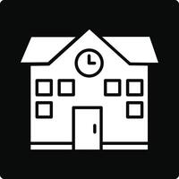 A black and white house with a clock on it vector