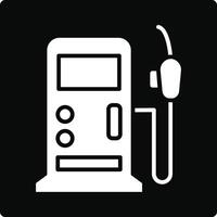 A gas pump icon on a black background vector