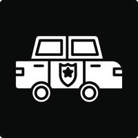 Police car icon in simple style on black background vector