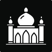 Islamic mosque icon in simple style on black background vector