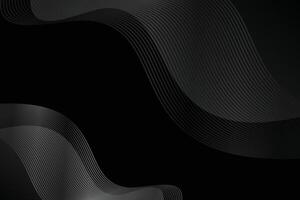Black abstract background with wavy lines vector