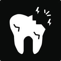 A tooth with a broken tooth icon on a black background vector