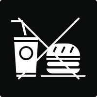A black and white sign with a hamburger and a drink vector