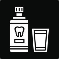 A bottle of toothpaste and a glass of water vector