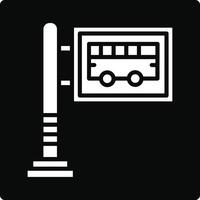 Bus stop sign icon in simple style on black background vector