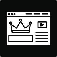 A black and white icon of a crown on a website vector