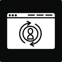 A white icon of a person on a computer screen vector