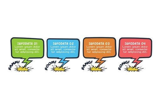 Comics infographic with 4 steps, options, parts or processes. Business data visualization. Creative infographic template vector