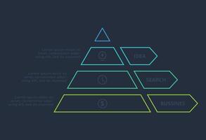 Line concept for infographic with 3 steps, options, parts or processes. Template for web on a black background. vector