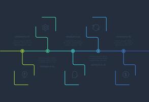 Line concept for infographic with 5 steps, options, parts or processes. Template for web on a black background. vector